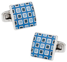 Load image into Gallery viewer, Pixelated Blue Cufflinks
