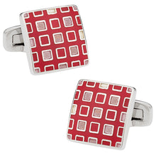Load image into Gallery viewer, Pixelated Pink &amp; Red Cufflinks
