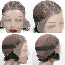 Load image into Gallery viewer, Pixie Cut Short Curly Lace Front Human Hair Wigs for Black Women Brazilian Water Deep Wave Side Part Bob Wig Transparent Lace Wigs For Black Women Gifts for Girlfriends
