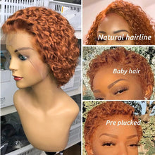 Load image into Gallery viewer, Pixie Cut Short Curly Wig Human Hair Wigs Pre Plucked Brazilian Deep Water Wave Virgin Lace Front Wig For Women With Baby Hair Wigs For Black Women Gifts for Girlfriends
