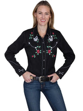 Load image into Gallery viewer, Scully Skulls And Roses Embroidery - Women's Western Shirt
