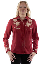 Load image into Gallery viewer, Scully Floral Embroidery with Crystals - Womens Western Shirt
