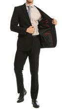 Load image into Gallery viewer, PL1969 Mens Black Slim Fit 2pc Suit
