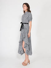 Load image into Gallery viewer, Plaid Pattern Asymmetrical Ruffle Midi Dress
