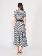 Load image into Gallery viewer, Plaid Pattern Asymmetrical Ruffle Midi Dress
