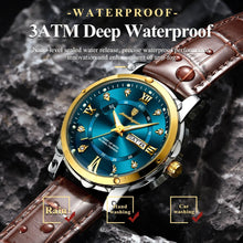 Load image into Gallery viewer, POEDAGAR Waterproof Leather Men's Quartz Watch
