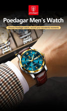 Load image into Gallery viewer, POEDAGAR Waterproof Leather Men's Quartz Watch
