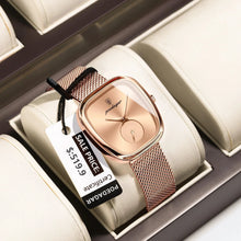 Load image into Gallery viewer, POEDAGAR Elegant Women's Mesh Watch - Waterproof Stainless Steel Quartz Timepiece for Stylish Ladies
