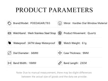 Load image into Gallery viewer, POEDAGAR Elegant Women's Mesh Watch - Waterproof Stainless Steel Quartz Timepiece for Stylish Ladies
