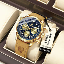 Load image into Gallery viewer, POEDAGAR Men's Luxury Quartz Chronograph Watch - Waterproof, Luminous, Leather - Military Sports Style
