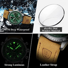 Load image into Gallery viewer, POEDAGAR Men's Luxury Quartz Chronograph Watch - Waterproof, Luminous, Leather - Military Sports Style
