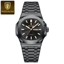 Load image into Gallery viewer, POEDAGAR Military Square Watch for Men - Waterproof, Luminous, Date &amp; Week Display, Stainless Steel Quartz
