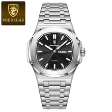Load image into Gallery viewer, POEDAGAR Military Square Watch for Men - Waterproof, Luminous, Date &amp; Week Display, Stainless Steel Quartz
