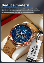 Load image into Gallery viewer, POEDAGAR Luxury Men's Chronograph Watch - Waterproof, Luminous, Leather Strap
