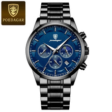 Load image into Gallery viewer, POEDAGAR Luxury Men's Chronograph Watch - Waterproof, Luminous, Leather Strap
