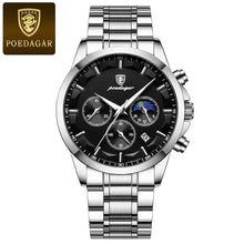 Load image into Gallery viewer, POEDAGAR Luxury Men's Chronograph Watch - Waterproof, Luminous, Leather Strap

