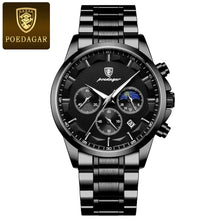 Load image into Gallery viewer, POEDAGAR Luxury Men's Chronograph Watch - Waterproof, Luminous, Leather Strap
