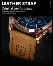 Load image into Gallery viewer, POEDAGAR Luxury Men's Chronograph Watch - Waterproof, Luminous, Leather Strap
