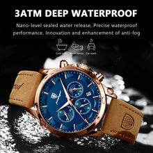 Load image into Gallery viewer, POEDAGAR Luxury Men's Chronograph Watch - Waterproof, Luminous, Leather Strap
