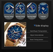 Load image into Gallery viewer, POEDAGAR Luxury Men's Chronograph Watch - Waterproof, Luminous, Leather Strap
