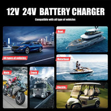 Load image into Gallery viewer, Brand Name Portable Smart Car Battery Charger - 25A/15A for 12V-24V Batteries, Pulse Repair, AGM, GEL, LiFePo4
