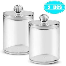 Load image into Gallery viewer, Portable 2pcs Cosmetics Storage Box Makeup Organizer Bathroom Jar Cotton Swab Cotton Pad Jewelry Round Plastic Box Storage Container
