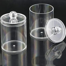 Load image into Gallery viewer, Portable 2pcs Cosmetics Storage Box Makeup Organizer Bathroom Jar Cotton Swab Cotton Pad Jewelry Round Plastic Box Storage Container
