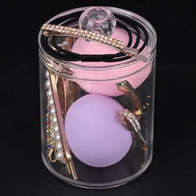 Load image into Gallery viewer, Portable 2pcs Cosmetics Storage Box Makeup Organizer Bathroom Jar Cotton Swab Cotton Pad Jewelry Round Plastic Box Storage Container
