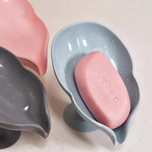 Load image into Gallery viewer, Portable Soap Dish Leaf Shape Soap Holder Leaf Shaped Soap Box Soap Dish For Bathroom Suction Cup Bathroom Storage For Soap Soap Dishes Sponge Container with Suction Cup Leaf Shape Self Draining for Bathroom Kitchen Sink
