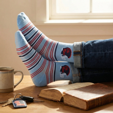 Load image into Gallery viewer, Powder Ole Miss Helmet Dress Socks
