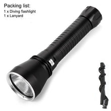 Load image into Gallery viewer, Powerful LED Rechargeable Dive Flashlight Cree Diving Flashlight Underwater Waterproof  High Lumen LED Scuba Diving  Torch Flashlight For Scuba Diving Underwater Torch
