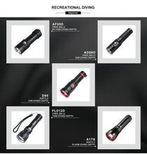 Load image into Gallery viewer, Powerful LED Rechargeable Dive Flashlight Cree Diving Flashlight Underwater Waterproof  High Lumen LED Scuba Diving  Torch Flashlight For Scuba Diving Underwater Torch
