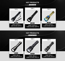 Load image into Gallery viewer, Powerful LED Rechargeable Dive Flashlight Cree Diving Flashlight Underwater Waterproof  High Lumen LED Scuba Diving  Torch Flashlight For Scuba Diving Underwater Torch
