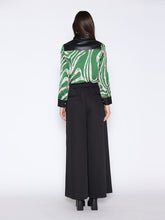 Load image into Gallery viewer, Print &amp; Pleather Spliced Button-Down Shirt Top
