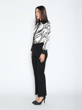 Load image into Gallery viewer, Print &amp; Pleather Spliced Button-Down Shirt Top
