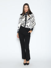 Load image into Gallery viewer, Print &amp; Pleather Spliced Button-Down Shirt Top
