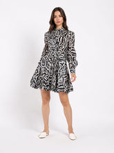 Load image into Gallery viewer, Printed Mini Dress with a Balloon Skirt Silhouette
