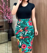 Load image into Gallery viewer, Printed Office Midi Pencil Dress Large Women Dress
