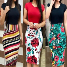 Load image into Gallery viewer, Printed Office Midi Pencil Dress Large Women Dress
