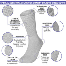 Load image into Gallery viewer, Lot 3 6 12 Pairs Men&#39;s Circulatory Diabetic Crew Socks Size 9-11 10-13 13-15
