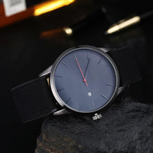 Load image into Gallery viewer, Black Men's Elegant Watch With Date Display And Quilted Leather Straps Unique Design Perfect Gift

