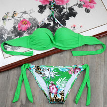 Load image into Gallery viewer, Bikini Solid Strappy Bandage Bikinis Set White Push Up Bikini Swimwear Swimsuit Bathing Suit Women's Ribbed Tie Bikini Adjustable Lace Up Bottom String Women Swimsuit
