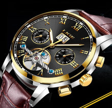 Load image into Gallery viewer, Business Men's Waterproof Watch With Chronometers Date Large Roman Numerals And Decorative Spiral

