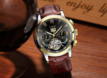 Load image into Gallery viewer, Business Men's Waterproof Watch With Chronometers Date Large Roman Numerals And Decorative Spiral
