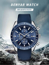 Load image into Gallery viewer, 2021 Blue Men Watch Luxury Design Watches Silicone Band Male Wrist Watches Men's Chronograph Round Watch
