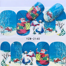 Load image into Gallery viewer, New Christmas Water Decal Nail Art Nail sticker New Year Slider Tattoo Full Cover Santa Claus Snowman Designs Xmas Decals 3D Wave Design Decoration for Women Girls Tape Nail Art Stickers Decal Decoration  Nail Art Accessories Decoration Decal
