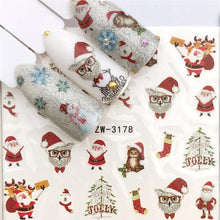 Load image into Gallery viewer, New Christmas Water Decal Nail Art Nail sticker New Year Slider Tattoo Full Cover Santa Claus Snowman Designs Xmas Decals 3D Wave Design Decoration for Women Girls Tape Nail Art Stickers Decal Decoration  Nail Art Accessories Decoration Decal
