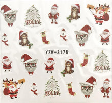 Load image into Gallery viewer, New Christmas Water Decal Nail Art Nail sticker New Year Slider Tattoo Full Cover Santa Claus Snowman Designs Xmas Decals 3D Wave Design Decoration for Women Girls Tape Nail Art Stickers Decal Decoration  Nail Art Accessories Decoration Decal

