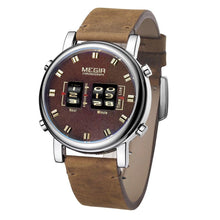 Load image into Gallery viewer, New Military Sport Watches Luxury Brown Leather Strap Quartz Wrist Watch Stylish Roller Watch For Men
