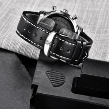 Load image into Gallery viewer, Business Watch Men Fashion Waterproof Military Chronograph Sport Quartz Wristwatch Leather Bracelet
